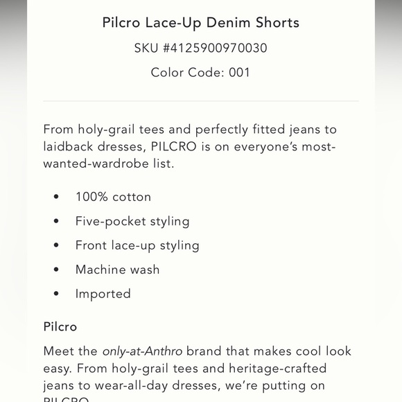 NWT new 29 fits 28 Anthropologie pilcro lace up denim jean shorts black - Picture 5 of 16